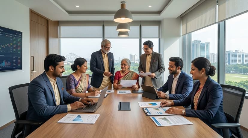 Indian financial professionals in boardroom